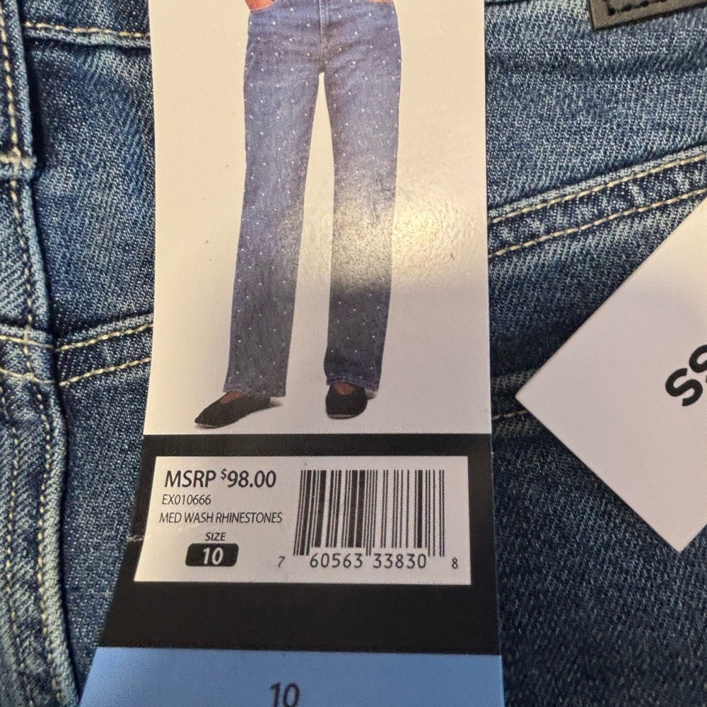 Express Embellished Straight-Leg Jeans Size 10 New - Picture 4 of 7